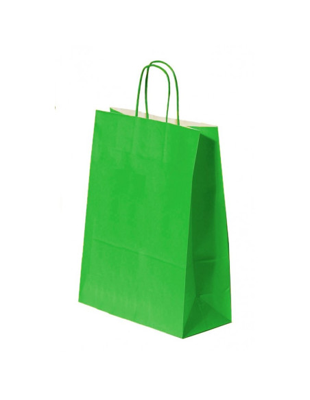 Punga cadou Colorarte 04534 / 00549, B4, 26x35x12cm, 90g/mp, verde, manere din hartie rasucita