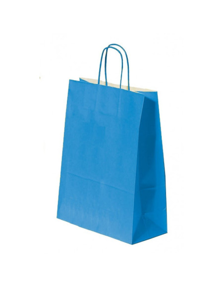 Punga cadou Colorarte 04536 / 00553, B4, 26x35x12cm, 90g/mp, albastra, manere din hartie rasucita