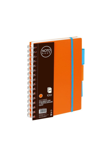 Caiet cu spira A5 Grand, 100 file, matematica, colturi rotunjite, coperta plastic, portocalie, 150-1410