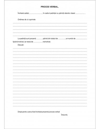 SS44 Registru pentru procese verbale sedinte cu parintii -  coperta imitatie piele