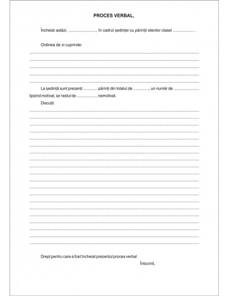 SS44 Registru pentru procese verbale sedinte cu parintii -  coperta imitatie piele
