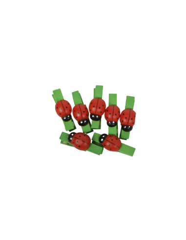 Accesorii creatie - lemn - carlig color buburuze + sfoara, 3.5cm, set 10 buc, Colorarte