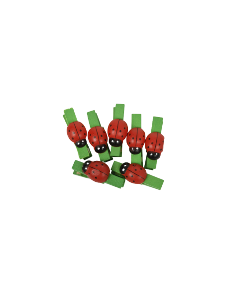 Accesorii creatie - lemn - carlig color buburuze + sfoara, 3.5cm, set 10 buc, Colorarte