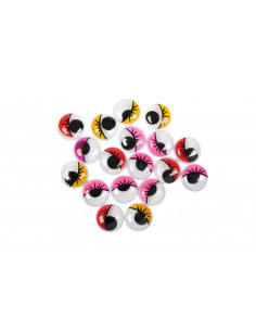 Accesorii creatie - ochisori mari plastic, diverse culori, 15mm, cu gene, set 6 buc, Colorarte