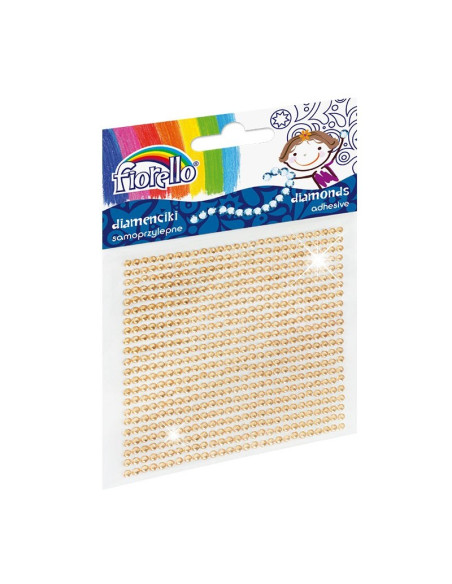 Accesorii creatie - diamante plastic, galben, 2mm, autoadezive, blister 594 buc, Fiorello, GR-DS02 / 170-2398