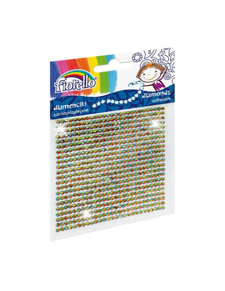 Accesorii creatie - diamante plastic, diverse culori, 2mm, autoadezive, blister 594 buc, Fiorello, GR-DS03 / 170-2399