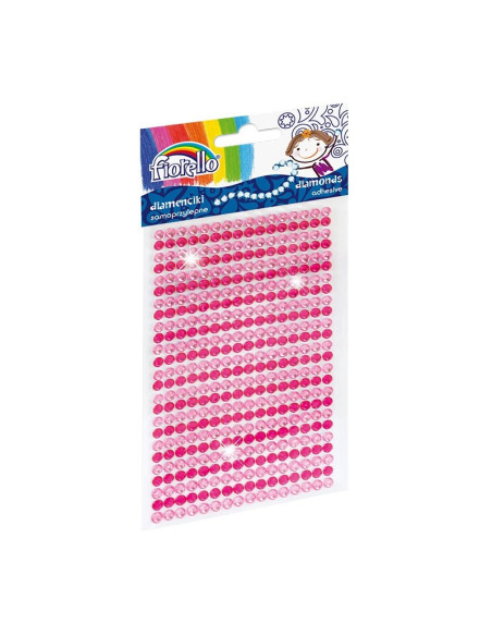 Accesorii creatie - diamante plastic, roz, rosu, 4mm, autoadezive, blister 400 buc, Fiorello, GR-DS040 / 170-2395