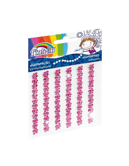 Accesorii creatie - diamante sirag plastic, roz, 9cm, autoadezive, flori, blister 6 buc, Fiorello, GR-DS05 / 170-2401