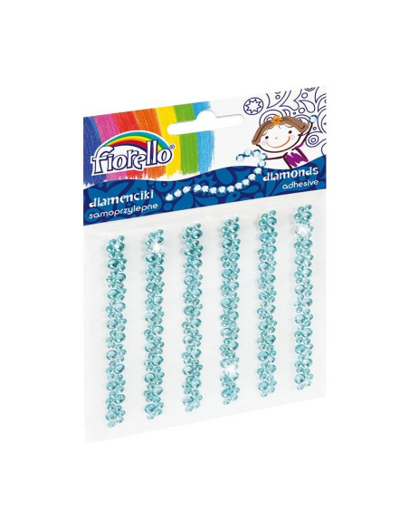 Accesorii creatie - diamante sirag plastic, bleu, 9cm, autoadezive, flori, blister 6 buc, Fiorello, GR-DS06 / 170-2402