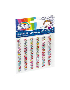 Accesorii creatie - diamante sirag plastic, diverse culori, 9cm, autoadezive, flori, blister 6 buc, Fiorello, GR-DS08 / 170-2404