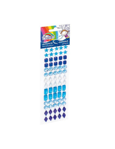 Accesorii creatie - pietre pretioase plastic, albastru, 10-18mm, autoadezive, blister 70 buc, Fiorello, GR-DS085 / 170-2467