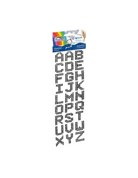 Accesorii creatie - diamante plastic, negru, 28-23mm, autoadezive, litere, blister 27 buc, Fiorello, GR-DS090-01 / 170-2476