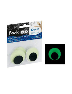 Accesorii creatie - ochi mari plastic, negru, 40mm, fosforescenti, set 4 buc, Fiorello, GR-KE04-40F / 170-2561