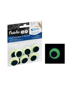 Accesorii creatie - ochi mari plastic, negru, 25mm, fosforescenti, set 10 buc, Fiorello, GR-KE10-25F / 170-2562
