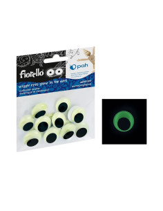 Accesorii creatie - ochi mari plastic, negru, 20mm, fosforescenti, set 15 buc, Fiorello, GR-KE15-20F / 170-2563