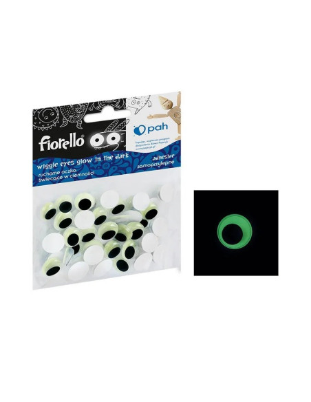Accesorii creatie - ochi mari plastic, negru, 12mm, fosforescenti, set 50 buc, Fiorello, GR-KE50-12F / 170-2560