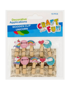 Accesorii creatie - lemn - carlig color unicorn / inima / sageata / nor, set 10 buc, Craft With Fun, 439345 2