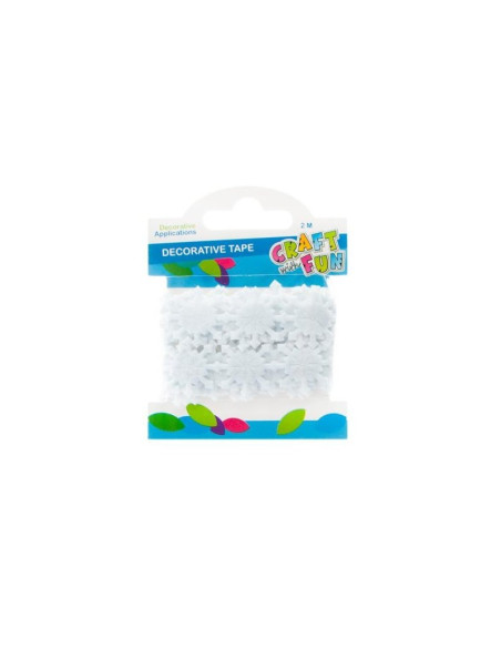 Banda decorativa - fulg de nea, fetru, 3cm x 2m, Craft with Fun, Decorative Tape, 463508