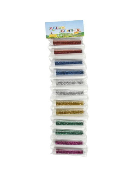 Sclipici decorativ pulbere, diverse culori, set 12 buc, Colorarte