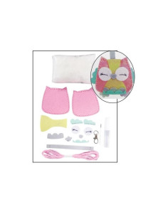 Set accesorii creatie bufnita fetru, 14cm, ac plastic, ata, lipici, vata sintetica, instructiuni