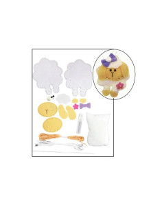 Set accesorii creatie catelus fetru, 14cm, ac plastic, ata, lipici, vata sintetica, instructiuni
