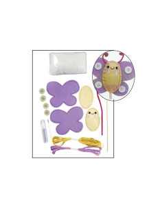 Set accesorii creatie fluture fetru, 14cm, ac plastic, ata, lipici, vata sintetica, instructiuni