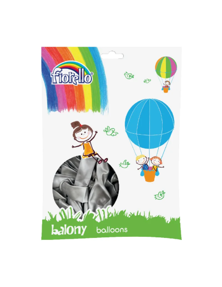 Baloane aniversare Fiorello, 25.4cm, argintiu metalizat, 170-2502, set 100 buc