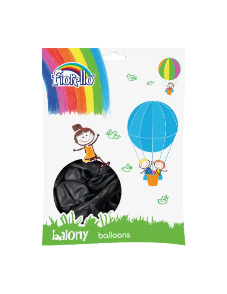 Baloane aniversare Fiorello, 25.4cm, negru metalizat, 170-2501, set 100 buc