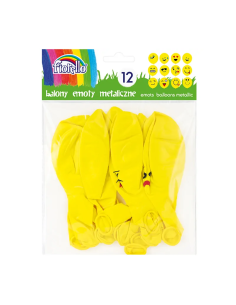 Baloane aniversare Fiorello, 30.5cm, emoticoane diverse modele, galben metalizat, 170-2347, set 12 buc