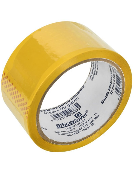 Banda adeziva Office-Cover, pentru ambalare, 48mm x 50yard, galben
