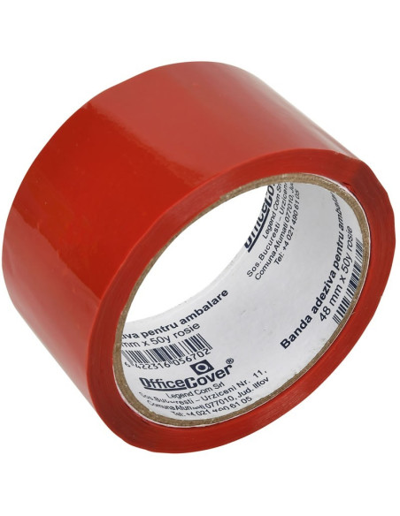 Banda adeziva Office-Cover, pentru ambalare, 48mm x 50yard, rosu