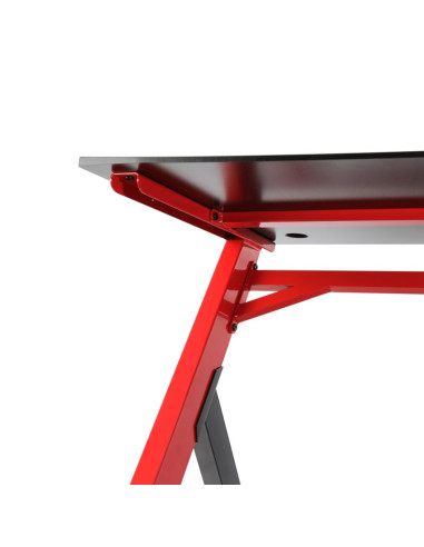 Birou gaming Omega Varr Mon, blat MDF, cadru metalic, inaltime 80cm, negru-rosu