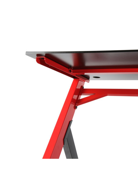 Birou gaming Omega Varr Mon, blat MDF, cadru metalic, inaltime 80cm, negru-rosu