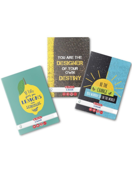 Caiet scolar A4 Herlitz X.Book Quotes, 80 file, dictando, colturi rotunjite, 70g/mp, 9480980