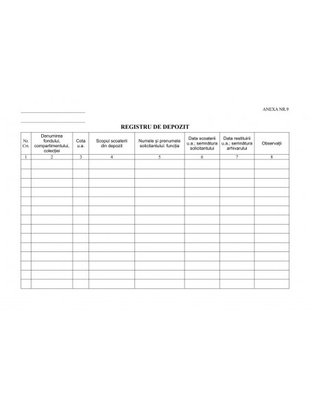 SS53 Registru de depozit