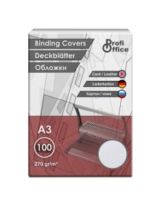 Coperta indosariere A3 ProfiOffice, carton alb, imitatie piele, 270g/mp, top cu 100 coli