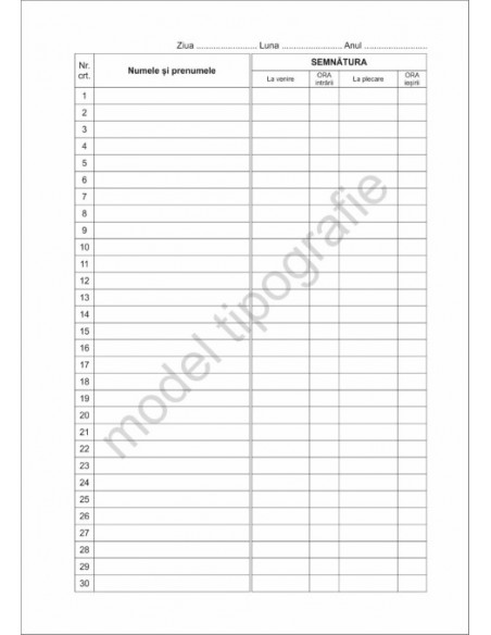 Registru prezenta personal auxiliar - coperta duplex