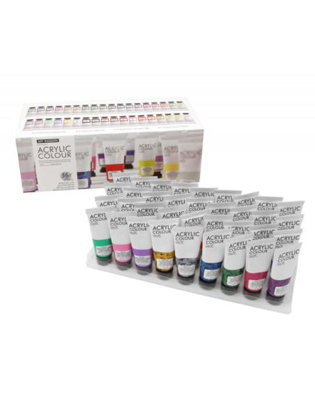 Culori acrilice Magi-Wap Art Rangers, 36 culori x 22ml, culori de baza, culori pastel, metalice, cu sclipici, FEA3622T-2