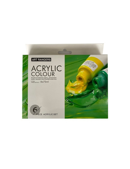 Culori acrilice Magi-Wap Art Rangers, 6 culori x 75ml, FEA0675T-R