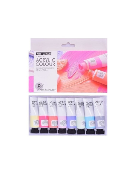 Culori acrilice Magi-Wap Art Rangers, 8 culori x 22ml, culori pastel, FEA0822T-P