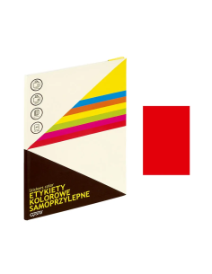 Etichete autocolante Grand 150-1062, 1/A4, 210x297mm, permanente, colturi drepte, rosu fluorescent, top 25 coli