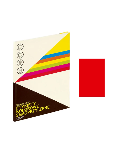 Etichete autocolante Grand 150-1062, 1/A4, 210x297mm, permanente, colturi drepte, rosu fluorescent, top 25 coli
