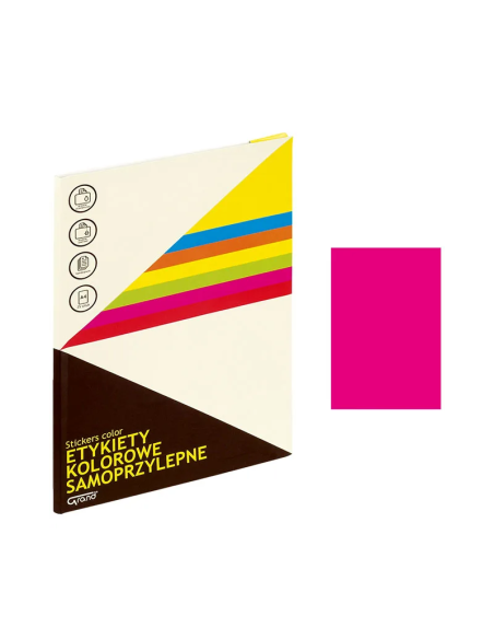 Etichete autocolante Grand 150-1063, 1/A4, 210x297mm, permanente, colturi drepte, roz fluorescent, top 25 coli