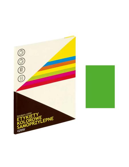Etichete autocolante Grand 150-1064, 1/A4, 210x297mm, permanente, colturi drepte, verde fluorescent, top 25 coli