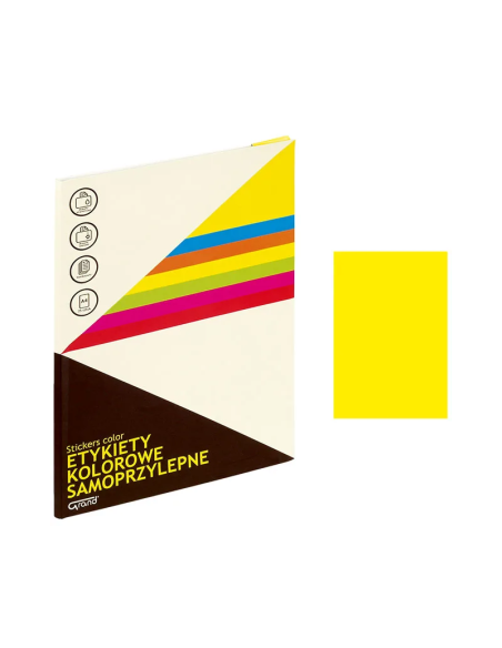 Etichete autocolante Grand 150-1065, 1/A4, 210x297mm, permanente, colturi drepte, galben fluorescent, top 25 coli