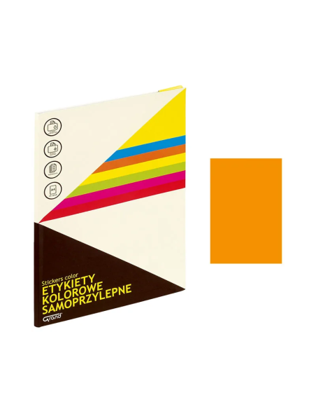 Etichete autocolante Grand 150-1066, 1/A4, 210x297mm, permanente, colturi drepte, portocaliu fluorescent, top 25 coli