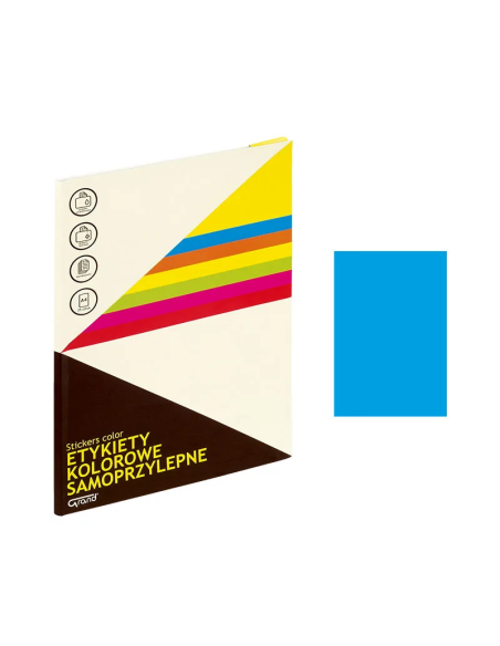 Etichete autocolante Grand 150-1365, 1/A4, 210x297mm, permanente, colturi drepte, albastru fluorescent, top 25 coli