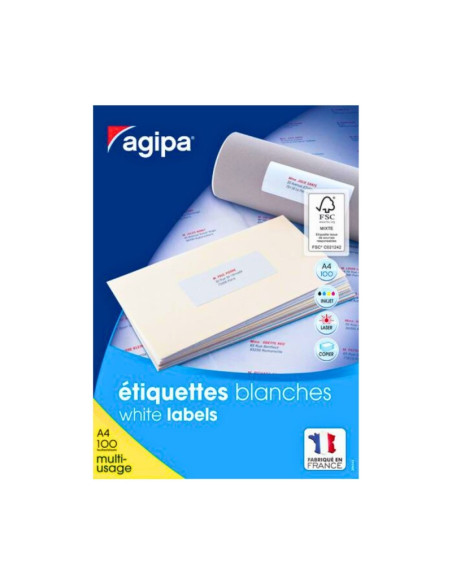 Etichete autocolante Agipa 102417, 161/A4, 25x12mm, permanente, alb, top 100 coli (16100 etichete)