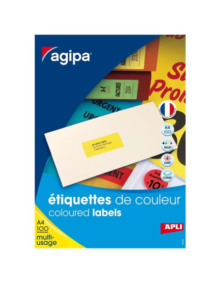 Etichete autocolante Agipa 119030, 27/A4, 70x31mm, permanente, colturi drepte, alb, top 100 coli (2700 etichete)