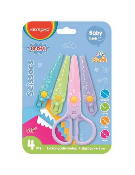 Foarfeca Keyroad Baby Line KR972337, 14.0cm, creativa, cu 4 modele